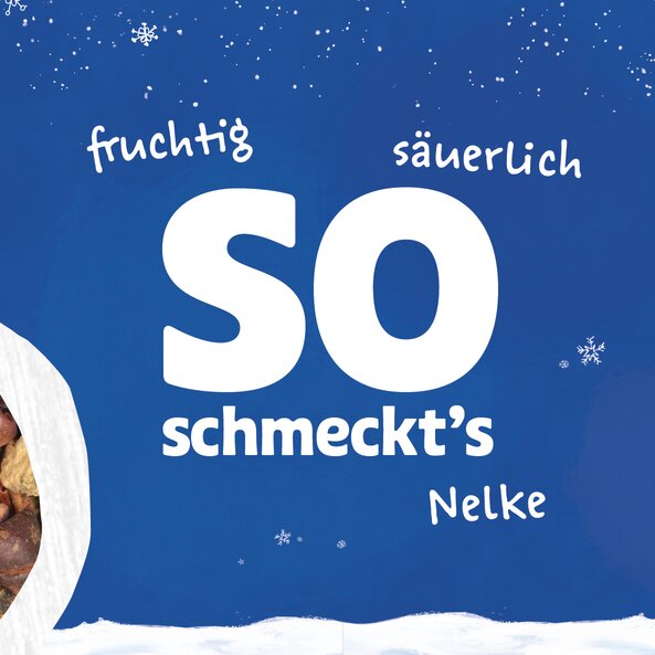 Geschmacksprofil Winternacht Tee: fruchtig, säuerlich und würzig nach Nelke