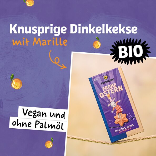 Knusprige bio Dinkelkekse mit Marille – vegan und ohne Palmöl