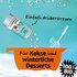 Anwendung von Zimtflöckchen, Zuckerröckchen mit Text "Einfach drüberstreuen", "Für Kekse und winterliche Desserts", 100 % BIO